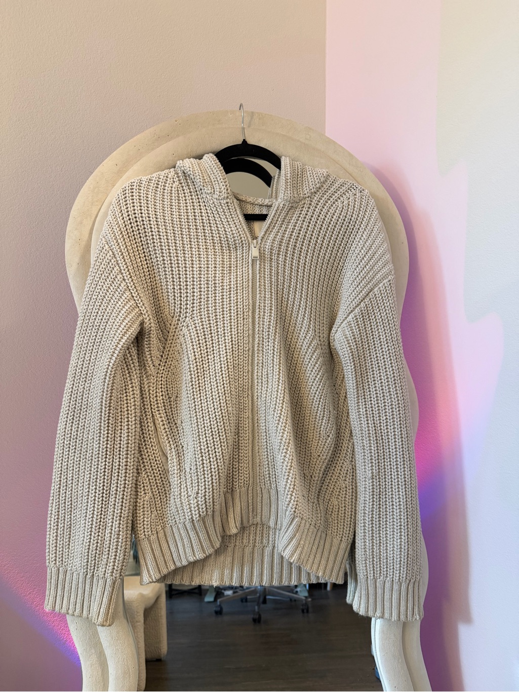Zadig & Voltaire Cream Hooded Knit Sweater With Rainbow Arch — image 2 of 7